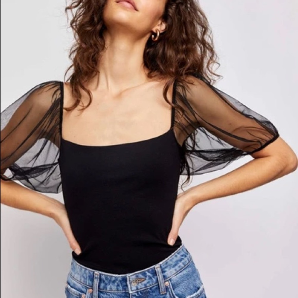 NWT Free People Blouse with Princess Puff Sleeves